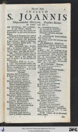 Die xvi. Maji. In Fest S. Joannis Nepomuceni Martyris. Duplex secundae Classis cum Octava.
