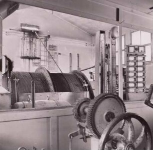 Inneres, Fördermaschinenhaus: Seiltrommeln und