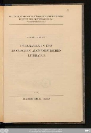 Decknamen in der arabischen alchemistischen Literatur