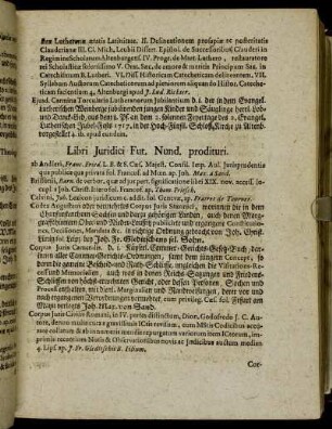 Libri Juridici Fut. Nund. prodituri.