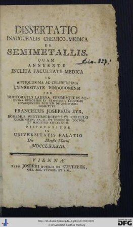 Dissertatio Inauguralis Chemico-Medica De Semimetallis