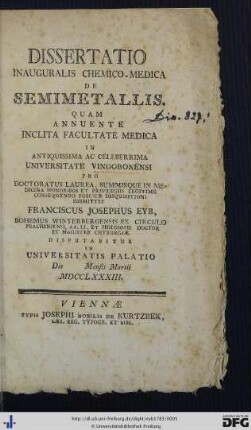 Dissertatio Inauguralis Chemico-Medica De Semimetallis