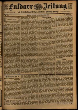 Erste Ausgabe vom Mittwoch, den 20. Dezember 1899.