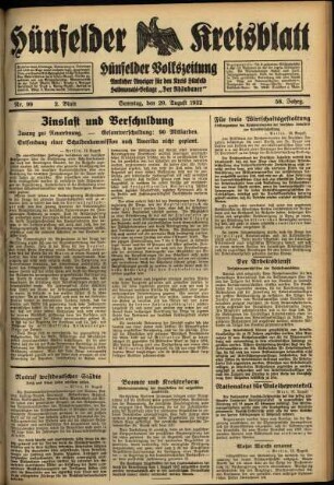 Zweite Ausgabe vom Samstag, den 20. August 1932.