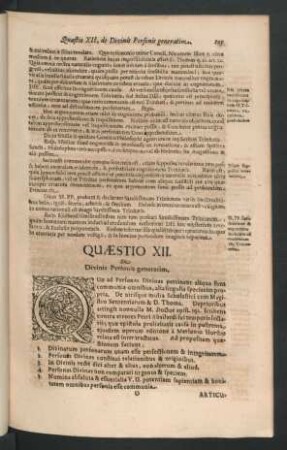 Quaestio XII. De Divinis Personis generatim.