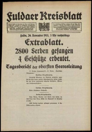 Ausgabe vom Samstag, den 20. November 1915.