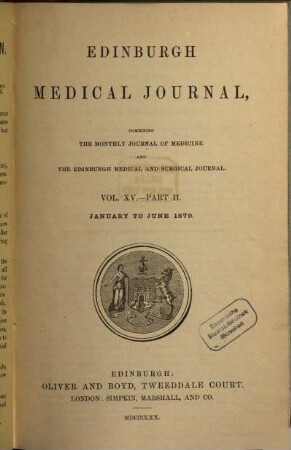 Edinburgh medical journal, 15,2. 1870