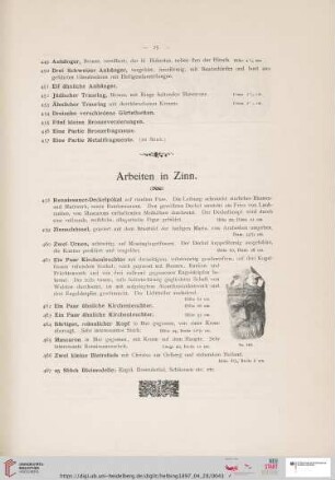 Arbeiten in Zinn (Nr. 458 - 467)
