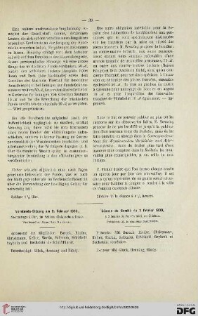 Vorstands-Sitzung am 2. Februar 1900 / Séance du Comité du 2 février 1900