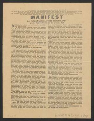 Manifest des Nationalkomitees" Freies Deutschland" an die Wehrmacht und an das deutsche Volk
