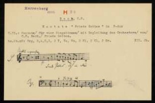 Cantate : "Friede Gottes" : für vier Singstimmen mit Begleitung des Orchesters