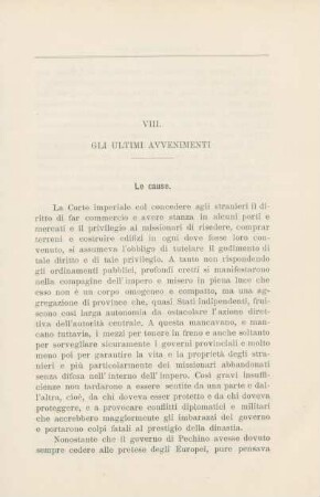 VIII. Gli ultimi avvenimenti