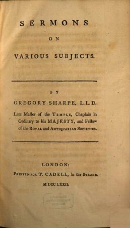Sermons on various subjects