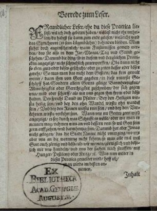 Vorrede zum Leser