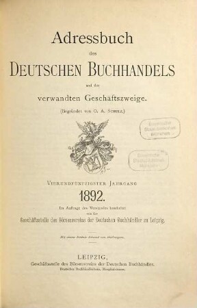 Adreßbuch des deutschen Buchhandels. 54. 1892