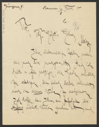 Brief an B. Schott's Söhne : 06.11.1910