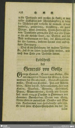 Lobschrift des Generals von Goltze