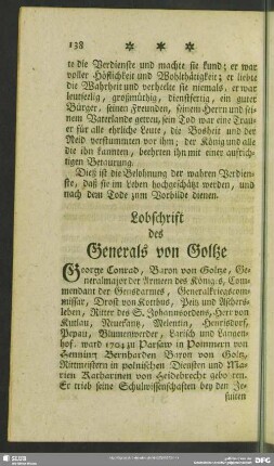 Lobschrift des Generals von Goltze