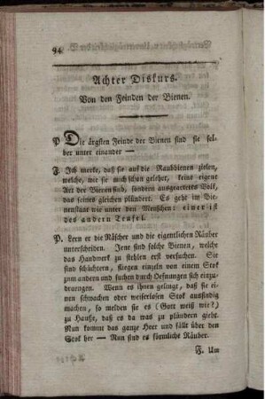 Achter Diskurs. Von den Feinden der Bienen