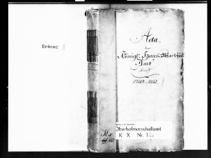 Das Königliche Hausmarschallamt betreffend