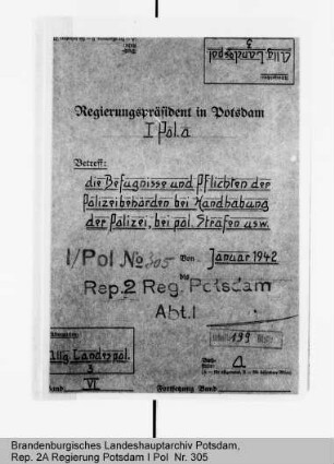 Bestimmungen über Befugnisse und Pflichten der Polizeibehörden