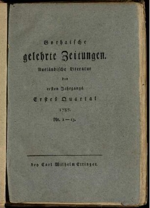 1787: Gothaische gelehrte Zeitungen