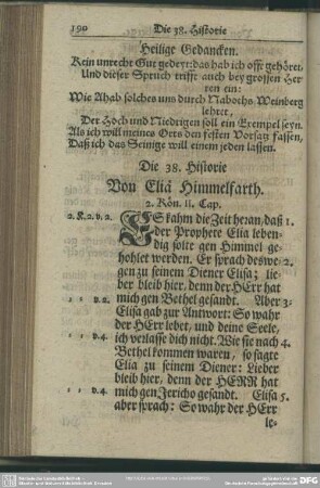Die 38. Historie. Von Eliae Himmelfahrth