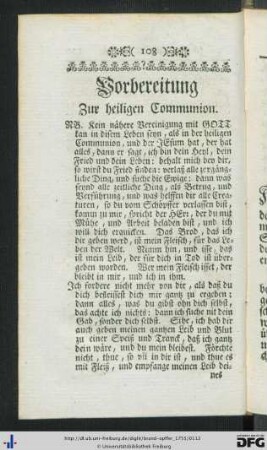 Vorbereitung Zur heiligen Communion.