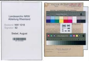 Entnazifizierung August Siebel , geb. 05.05.1895 (Gaertner)