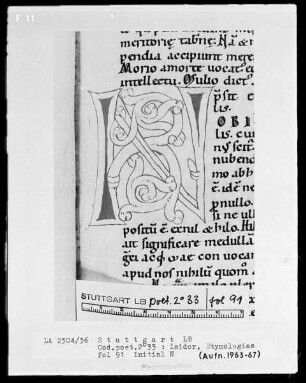 Isidor von Sevilla, Etymologiae — Initiale N, Folio 91recto