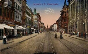 Postkartenalbum mit Motiven von Karlsruhe. "Karlsruhe in Baden. Kaiserstraße"
