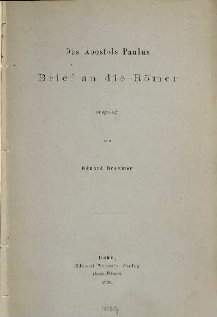 Des Apostels Paulus Brief an die Römer