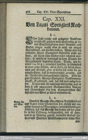Cap. XXI. Von Lazari Sprenglers Nachkommen