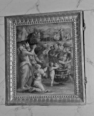 Altare Vasari — Rückseite des Altars — Szenen aus dem Alten und Neuen Testament und Porträts — Die Mannalese