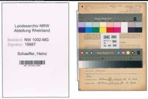 Entnazifizierung Heinz Schaeffer , geb. 28.04.1921 (Angestellter)