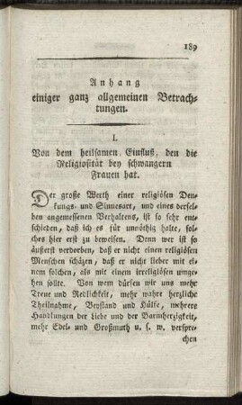 Anhang einiger ganz allgemeinen Betrachtungen.