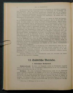 VI. Städtische Betriebe.