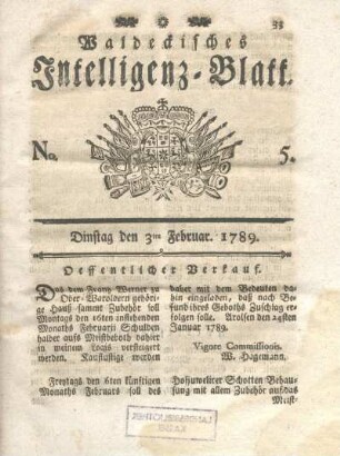 No. 5, Dinstag den 3ten Februar