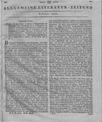 Champollion, J. F.: L'Egypte sous les Pharaons. T. 1-2. Paris: De Bure 1814
