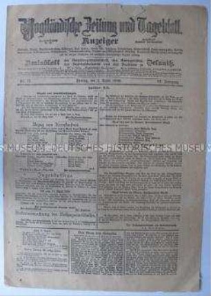 Regionales Nachrichtenblatt "Vogtländische Zeitung und Tageblatt"