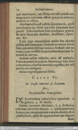 Caput VI. De Sensu interno & Ratione. seu, Facultatibus Principibus