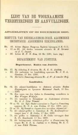 Lijst van de voornamste Verbeteringen en Aanvullingen