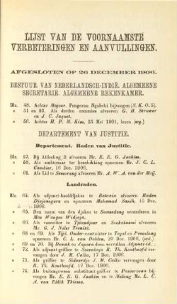Lijst van de voornamste Verbeteringen en Aanvullingen