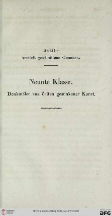 Neunte Klasse. Denkmäler aus Zeiten gesunkener Kunst