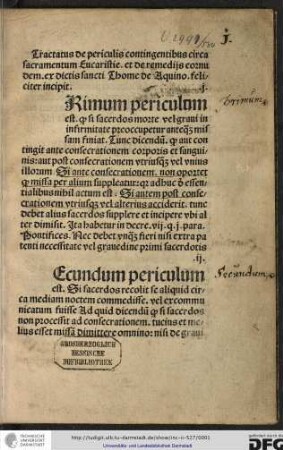 De periculis contingentibus circa sacramentum eucharistiae