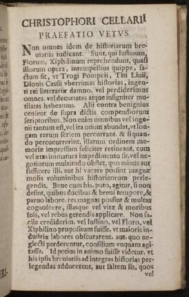 Christophori Cellarii Praefatio Vetus.