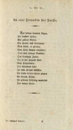 An eine Freundin der Poesie