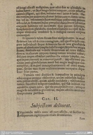 Cap. II. Subjectum delineat.