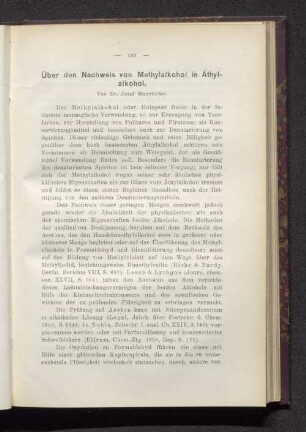 Über den Nachweis von Methylalkohol in Äthylalkohol.