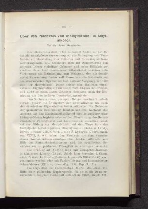 Über den Nachweis von Methylalkohol in Äthylalkohol.